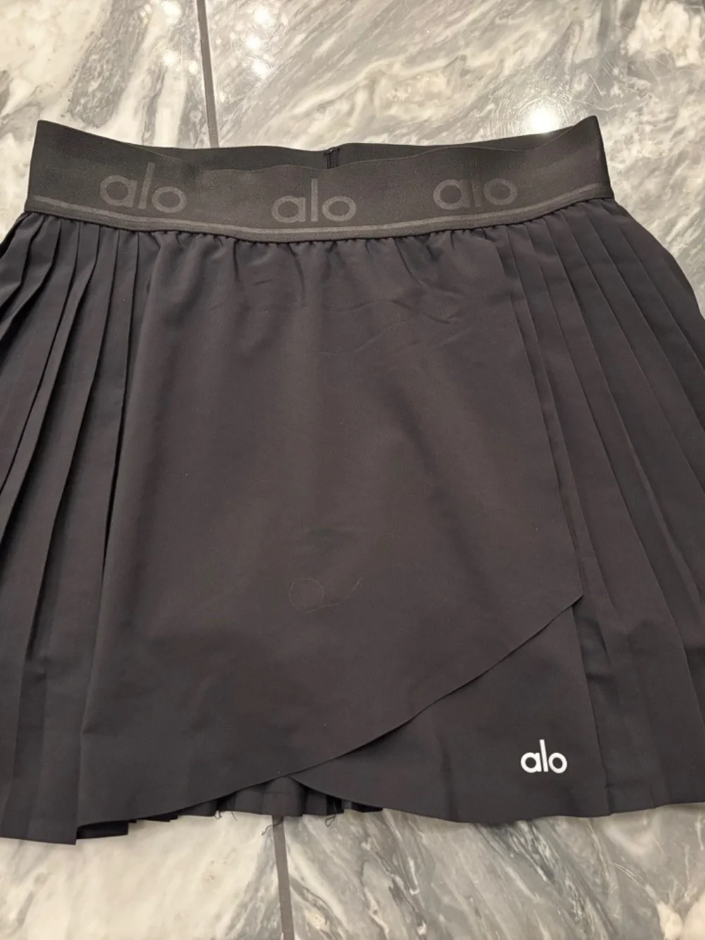 ALO Yoga Black Pleated Skater Skirt